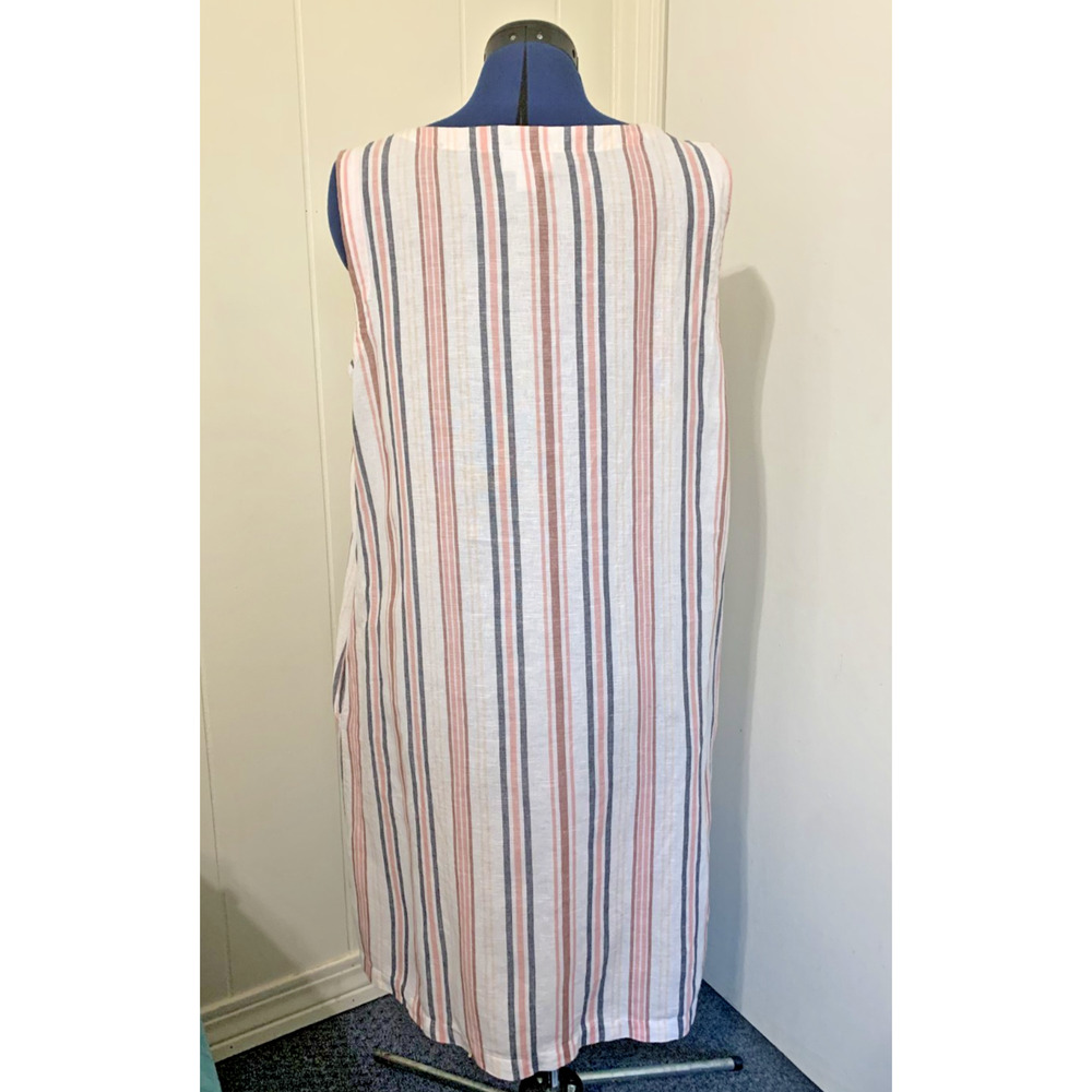 Liz Claiborne Women's XL Striped Linen Blend Shift Dress Pockets Beachy Resort - Picture 3 of 8
